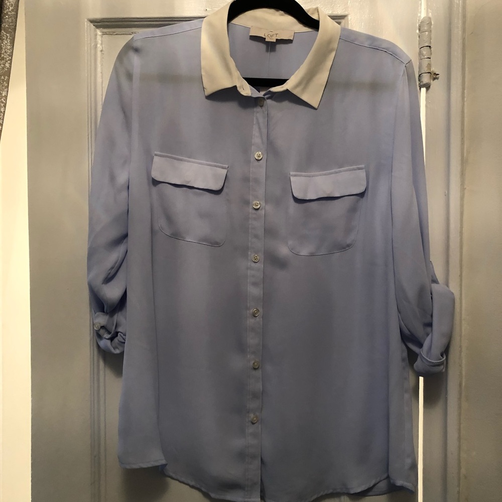 Ann Taylor loft powder blue chiffon shirt